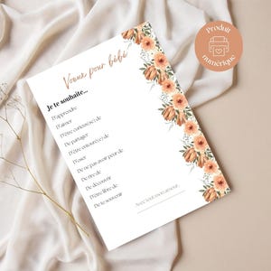 Carte vœux pour bébé à imprimer – Souvenir baby shower, gender reveal, naissance – Fichier PDF à télécharger