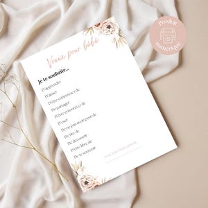 Carte vœux pour bébé à imprimer – Souvenir baby shower, gender reveal, naissance – Fichier PDF à télécharger