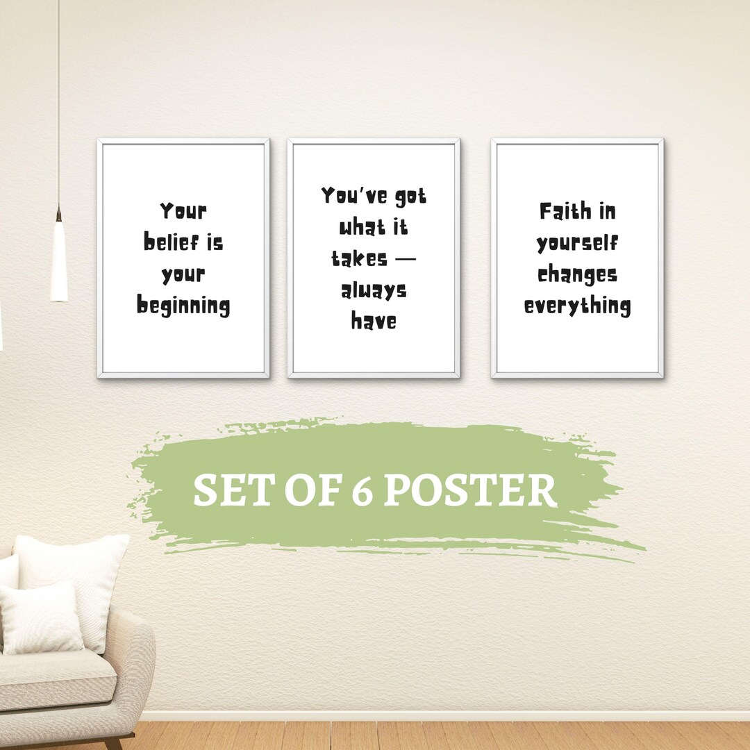 Inspirational Quote Poster Set, Motivational Wall Art (digital Download ...