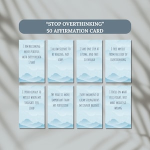 Stop Overthinking 50 Affirmation Cards Deck Set, Printable 50 Affirmation Card Deck set, Vision Board Printable Card Set