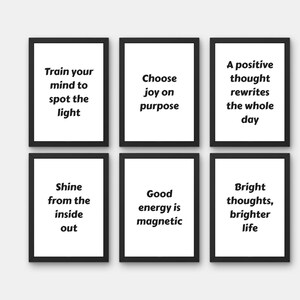 Positivity Inspirational Motivational Quote Poster Wall Art Decor Set of 6 Printable, Inspirational Quotes Poster, Home Decor, Office Decor