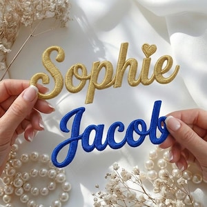 Gör-det-själv-anpassad namnlapp 3D-broderad stryk-på-applikation för jackor, väskor och mössor Personlig textetikett, anpassad dekoration