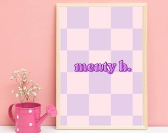 Funny Pastel Purple Checkerboard Print: Menty B Mental Breakdown Wall Art