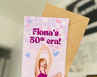 Personalised Birthday Card | Custom Age & Name Pop Music Era Card