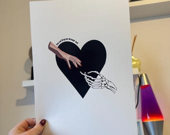BMTH Inspired Print - Skeleton & Hand Gothic Wall Art - Bring Me The Horizon Lyric Poster