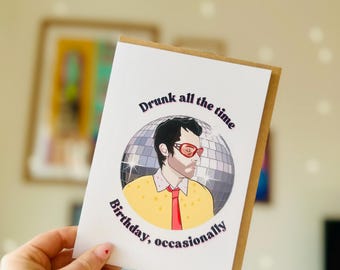 Funny Disco Birthday Card – Pop Star Illustration