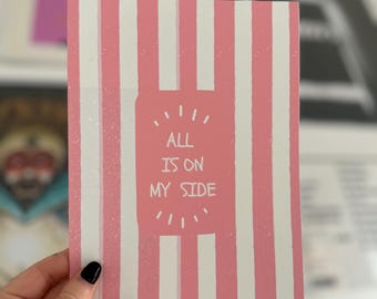 Sam Fender Lyric Print: Pink & White Indie Music Poster