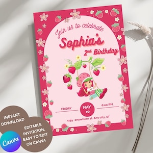 Strawberry Shortcake Birthday Invitation