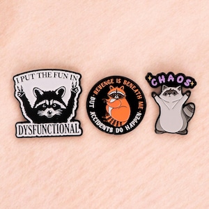 Cute Raccoon Enamel Pin – Funny Animal Brooch for Backpack or Clothes