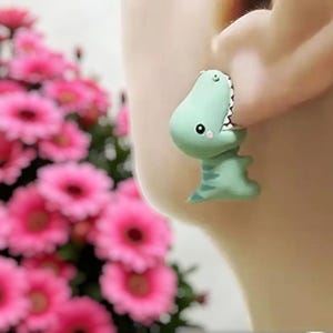 Funny Animal Bite Earrings – Cute Clay Dinosaur, Dog & Whale Studs for Women