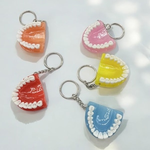 Chaveiro de resina engraçado para dentaduras – Mini chaveiro para dentaduras para dentistas e amantes de dentes