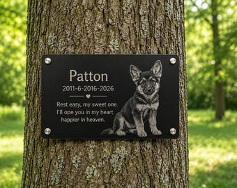 Personalized Pet Memorial Plaque, Custom Pet Tree Memorial Sign, Metal Dog Memorial Marker, Pet Loss Gift, Outdoor Tree Burial Plaque