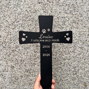 Personalized Pet Memorial Cross Stake, Custom Dog Cat Grave Marker, Metal Garden Plaque, Handmade image 8