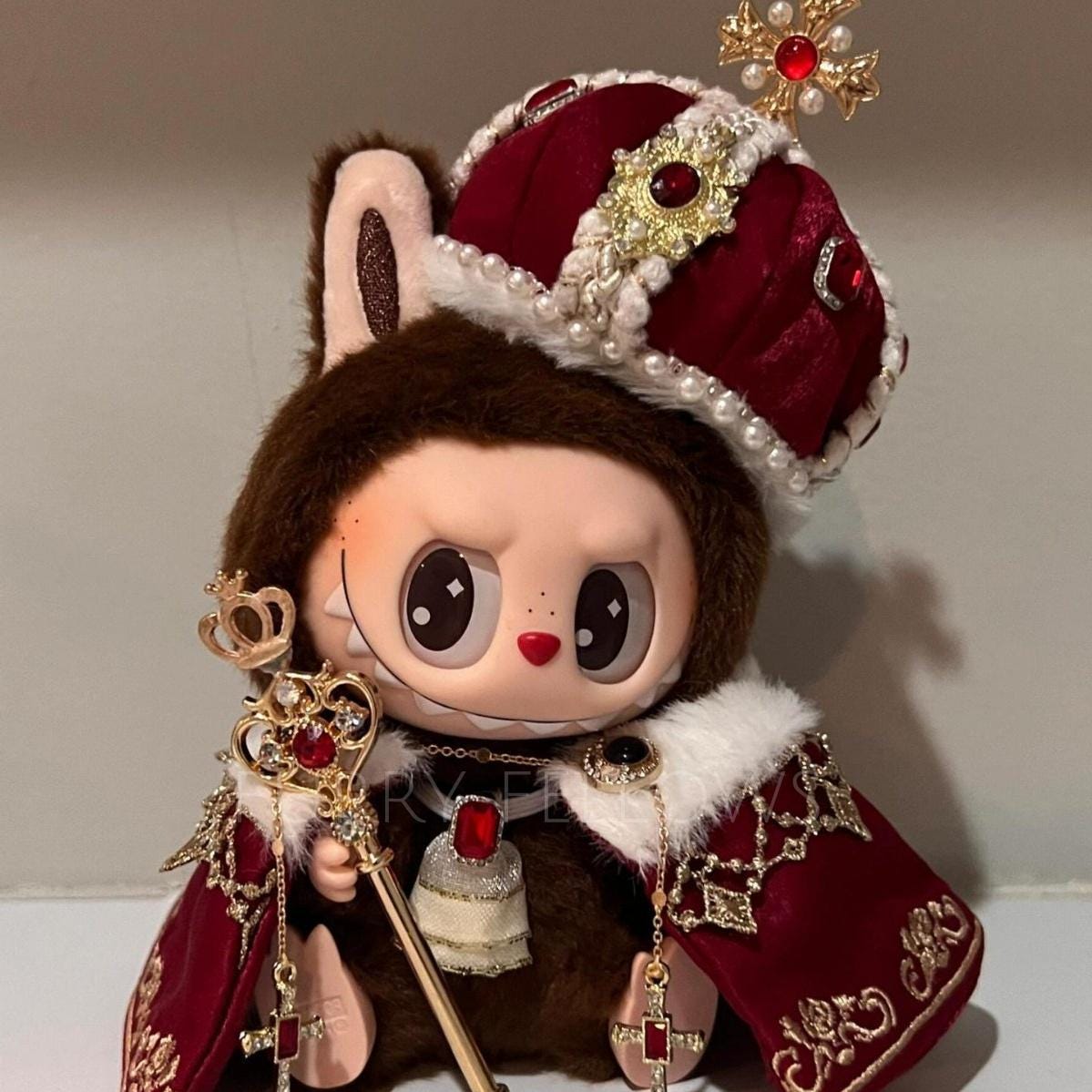 Royal King  Outfit – Handmade 20cm  Doll Costume – Regal Cape & Crown Set – Royal Cosplay  Clothes – Doll Not Included