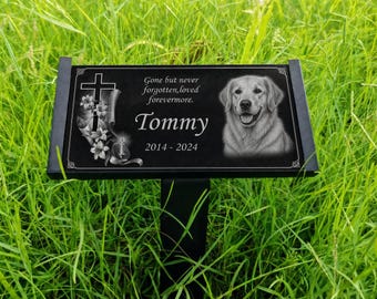 Personalized Pet Memorial Marble Plaque, Custom Dog Cat Grave Marker, Engraved Pet Headstone for Garden Memorial, Sympathy Gift