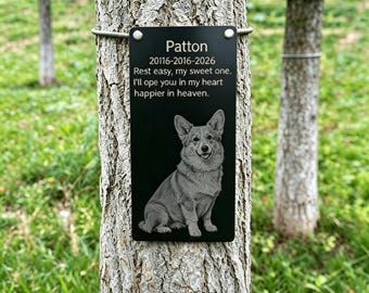 Personalized Pet Memorial Plaque, Custom Dog Photo Metal Tree Marker