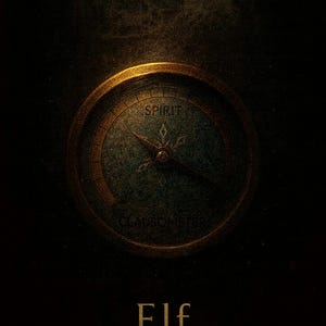 May include: A vintage-style compass with a gold-colored rim and a dark green face. The word "SPIRIT" is at the top, and the word "CLAUSOMETER" is at the bottom. The word "Elf" and the number "2003" are at the bottom.