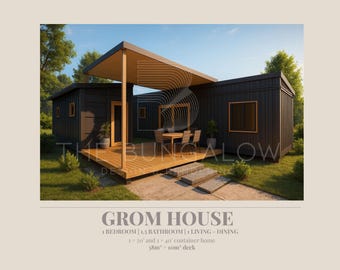 GROM HOUSE | Modern Granny Flat Container Home Design | 1 Bed | 1.5 Bath | Drawings