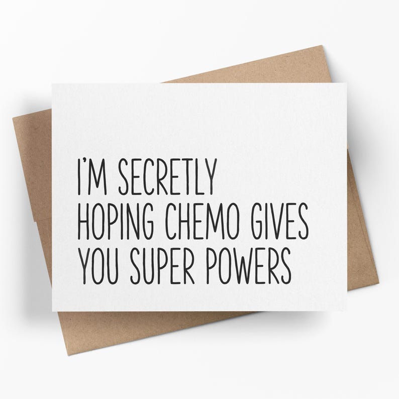 Espero en secreto que la quimioterapia te dé superpoderes / Tarjeta divertida de apoyo contra el cáncer / Tarjeta de felicitación de ánimo imagen 1