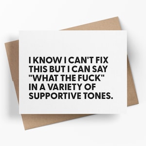 I Know I Can’t Fix This But I Can Say What The F*ck | Funny Sympathy Card For Best Friend | Sarcastic Get Well Greeting Card image 1