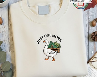 Embroidered Goose With Houseplant Shirt, Goose Lover Tee, Gardener Gift, Botanical Goose Shirt, Funny Plant Lover Gift, Greenhouse Run Top