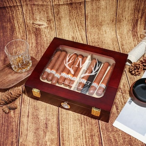 Humidor Box with Digital Hygrometer - Personalized Cigar Gift,Engraved Humidor,Perfect Groomsmen Gif,Smoker Accessories,Humidor Gift for Men