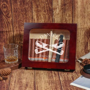 Personalized Cigar Humidor - Humidor Cigar Box - Cigar Box Wooden- Wood Cigar Holder  - Cigar Gift Set - Cigar Humidor Kit - Cigar Gift Box