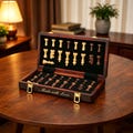 Luxury Wooden Chess Set 15" Personalized Chess Set Custom Engraved Chess Board Heavy Weighted Pieces Folding Magnetic Chess Set Gift for Men