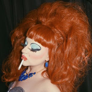 VIDEO VIXEN WIG: Long, Auburn. Made to Order 80s Style Drag Wig