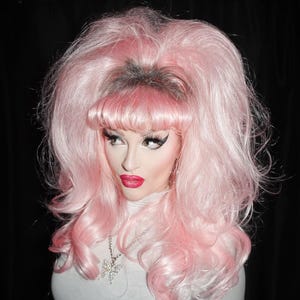 VIDEO VIXEN WIG: Long, Bubblegum Pink. Made to Order 80s Style Drag Wig