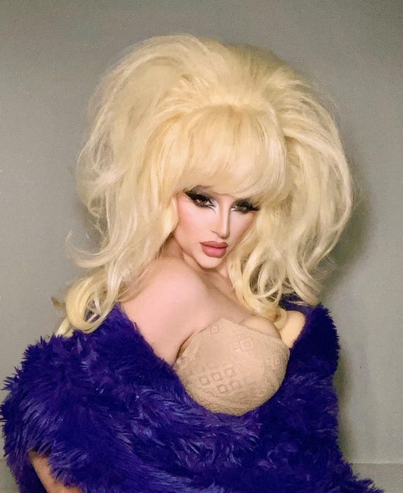 VIDEO VIXEN WIG: Long, Blonde. Made to Order 80s Style Drag Wig