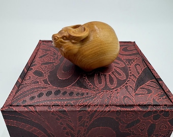 Handmade Carved Wooden Bull Figurine, Office Decor
