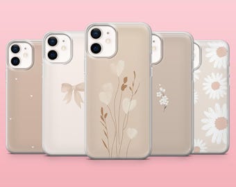 Beige Phone Case Minimalist Light Brown Cover for iPhone 16, 15, 14, 13, 12, Samsung S25, S24, S23FE, S22, A16, A55, A25, Pixel 9Pro, 8A