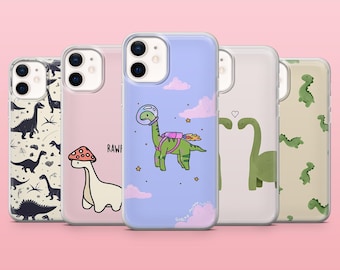 Dinosaur Phone Case Cute Dino T-Rex Cover for iPhone 16, 15, 14, 13, 12, Samsung S25, S24, S23FE, S22, A16, A55, A25, Pixel 9, 8A