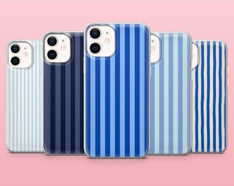 Blue Stripe Phone Case Minimal Line Cover for iPhone 16, 15, 14, 13, 12, Samsung S25, S24, S23, S22, A16, A55, A25, Pixel 9, 8A