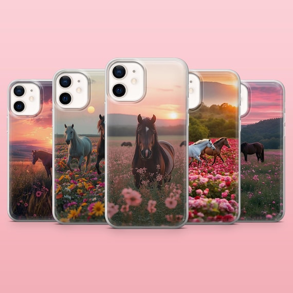 Horse Phone Case Horse Lover Equestrian Cover for iPhone 16, 15, 14, 13, 12, Samsung S25, S24, S23, S22, A16, A55, A25, Pixel 9, 8A