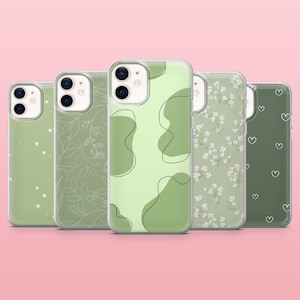 Sage Green Phone Case Simple Green Aesthetic Cover for iPhone 16, 15, 14, 13, 12, Samsung S25, S24, S23, S22, A16, A55, A25, Pixel 9, 8A