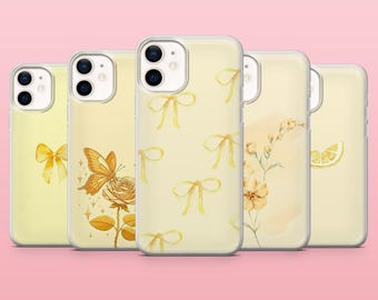 Butter Yellow Phone Case Light Yellow Flower Cover for iPhone 16, 15, 14, 13, 12, Samsung S25, S24, S23, S22, A16, A55, A25, Pixel 9Pro, 8A
