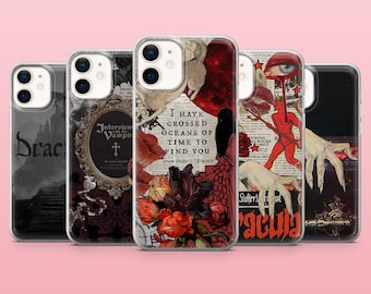 Vampire Phone Case Gothic Dracula Cover for iPhone 16, 15, 14, 13, 12, Samsung S25, S24, S23FE, S22, A16, A55, A25, Pixel 9Pro, 8A