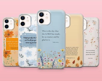 Christian Phone Case Psalm Scripture Cover for iPhone 17Pro, 16, 15, 14, 13, 12, Samsung S25, S24, S23Fe, S22, A16, A26, A56, Pixel 10, 9Pro