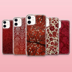 Luxury Red Phone Case Burgundy Crimson Red Cover for iPhone 16, 15, 14, 13, 12, Samsung S25, S24, S23FE, S22, A16, A55, A25, Pixel 9Pro, 8A