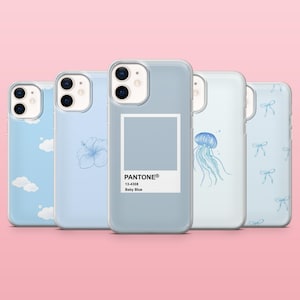 Baby Blue Phone Case Minimalist Pastel Blue Cover for iPhone 16, 15, 14, 13, 12, Samsung S25, S24, S23FE, S22, A16, A55, A25, Pixel 9Pro, 8A