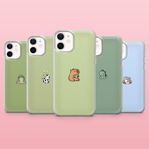 Minimalist Phone Case Cute Animal Green Aesthetic Cover for iPhone 16, 15, 14, 13, 12, Samsung S25, S24, S23, S22, A16, A55, A25, Pixel 9, 8
