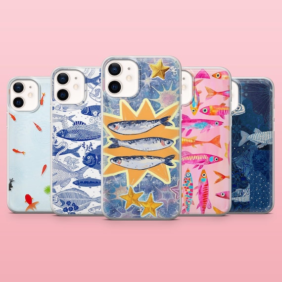 Fish Phone Case Aquatic Marine Life Cover for iPhone 17Pro, 16, 15, 14, 13, 12, Samsung S25, S24, S23Fe, S22, A16, A26, A56, Pixel 10, 9Pro