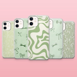 Funda para teléfono verde salvia con diseño floral para iPhone 16, 15, 14, 13, 12, Samsung S25, S24, S23FE, S22, A16, A55, A25, Pixel 9Pro, 8