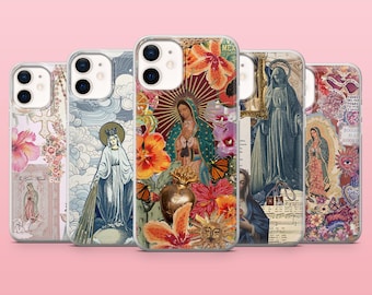 Virgin Mary Phone Case Catholic Christian Cover for iPhone 16, 15, 14, 13, 12, Samsung S25, S24, S23FE, S22, A16, A55, A25, Pixel 9Pro, 8A
