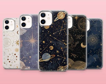 Celestial Phone Case Astrology Space Cover for iPhone 17Pro, 16, 15, 14, 13, 12, Samsung S25, S24, S23Fe, S22, A16, A26, A56, Pixel 10, 9A