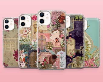 Indian Art Phone Case Mughal Folk Art Cover for iPhone 17Pro, 16, 15, 14, 13, 12, Samsung S25, S24, S23Fe, S22, A16, A26, A56, Pixel 10,9Pro