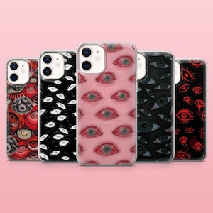 Creepy Eyes Phone Case Gothic Horror Cover for iPhone 16, 15, 14, 13, 12, Samsung S25, S24, S23FE, S22, A16, A55, A25, Pixel 9Pro, 8A