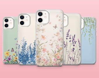 Wildflower Phone Case Floral Botanical Cover for iPhone 16, 15, 14, 13, 12, Samsung S25, S24, S23FE, S22, A16, A55, A25, Pixel 9Pro, 8A